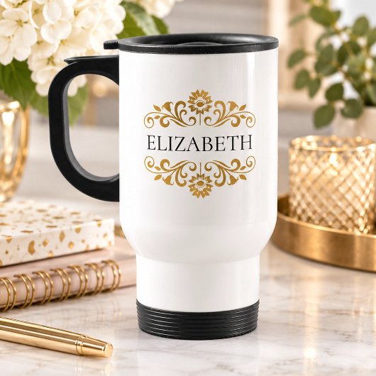 Mug de voyage à monogramme chic et moderne