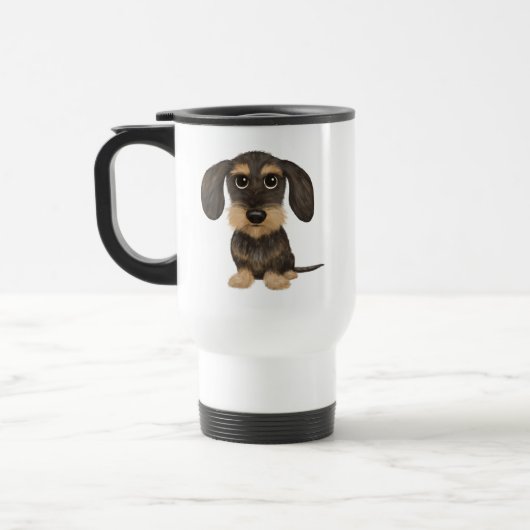 Mug De Voyage À poils durs Dachshund | Teckel de chien de carica (Gauche)