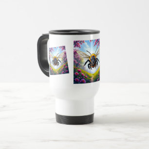 Mug De Voyage Abeille volant à travers une prairie de fleurs sau