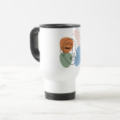 Mug De Voyage Abstract Line Art Face with Botanical Flair (Devant gauche)