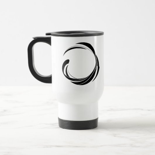 Mug De Voyage Abstract Swirl Circle Design – curved ring artwork (Gauche)