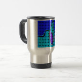 Mug De Voyage Abstrait bleu français avec texture tissée (Devant gauche)