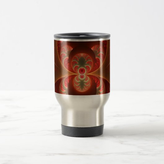 Mug De Voyage Abstrait lumineux rouge orange moderne Fractal (Centre)