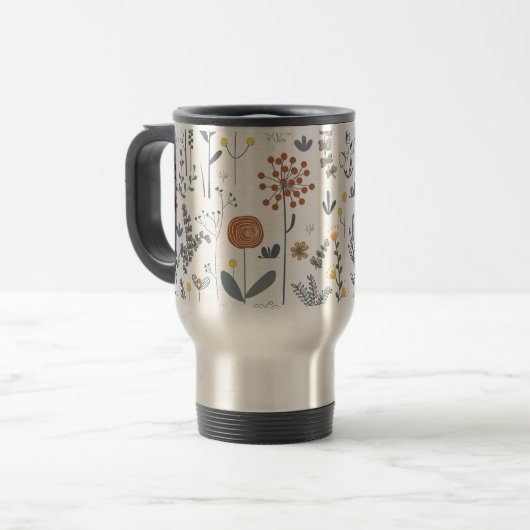 Mug De Voyage Abstrait moderne Floral sans couture Motif (Devant gauche)