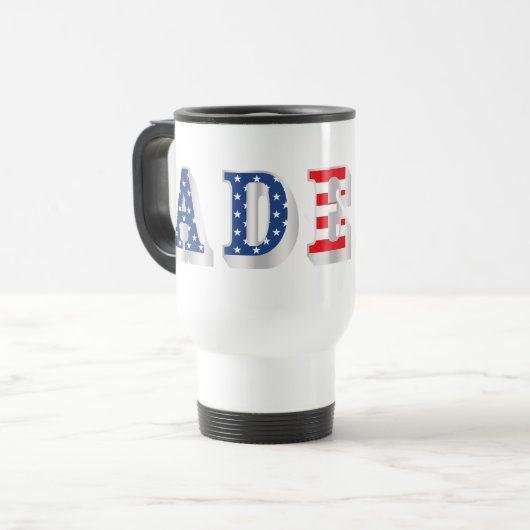 Mug De Voyage ADEPT AMÉRICAIN - design de texte d'art graphique (Devant gauche)
