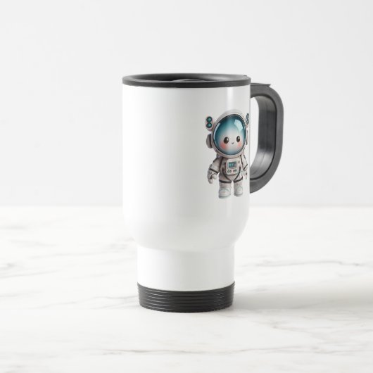 Mug De Voyage Adorable ami de l'espace dans l'engrenage futurist (Devant droit)