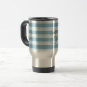 Mug De Voyage Adorable Ancre nautique sur les rayures bleu clair (Devant gauche)