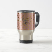 Mug De Voyage Adorables Faux Points Dorés Fleurs (Devant droit)