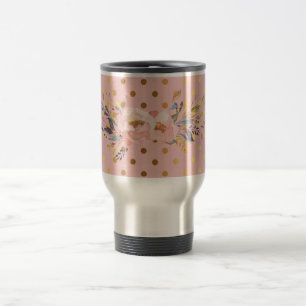 Mug De Voyage Adorables Faux Points Dorés Fleurs