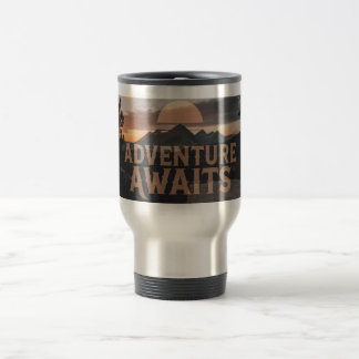 Mug De Voyage Adventure Awaits Mountain Travel Tumbler – Rugged 
