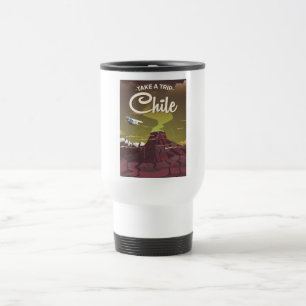 Mug De Voyage Affiche de voyage vintage du volcan du Chili