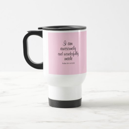 Mug De Voyage Affirmation Biblique Simple Positive Rose (Gauche)
