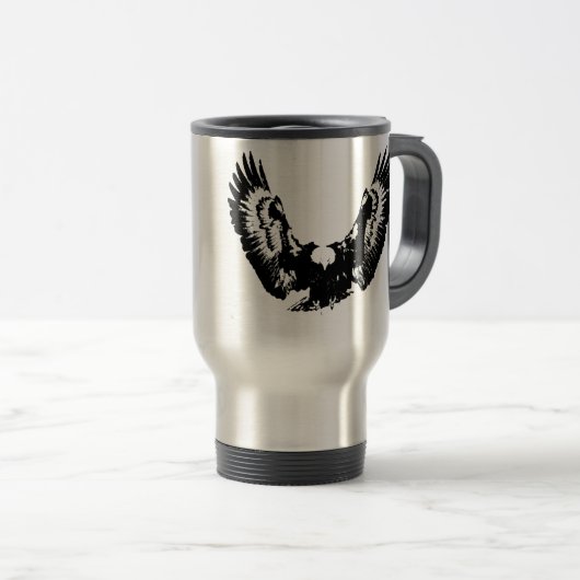 Mug De Voyage Aigle noir et blanc (Devant droit)