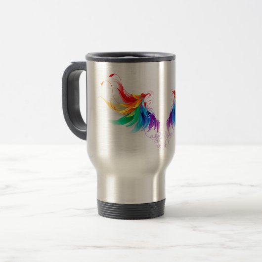 Mug De Voyage Ailes fluffy arc-en-ciel (Devant gauche)
