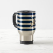 Mug De Voyage Aimable Starfish, Bleu Marine Bleu Bandes Personna (Devant gauche)