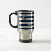 Mug De Voyage Aimable Starfish, Bleu Marine Bleu Bandes Personna (Gauche)