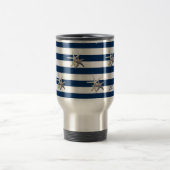 Mug De Voyage Aimable Starfish, Bleu Marine Bleu Bandes Personna (Centre)