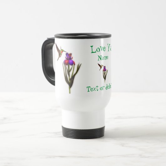Mug De Voyage Aimer Ya Hummingbird Iris Personnalisé (Devant gauche)