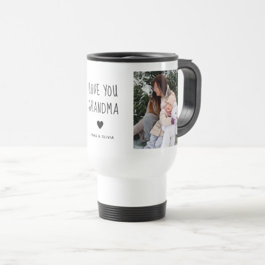Mug De Voyage Aimez-vous grand-mère | Deux photos personnalisées (Devant droit)