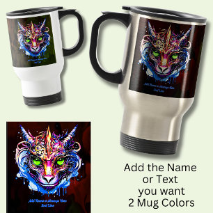Mug De Voyage Ajouter le nom Texte, Imaginaire rose bleu Dragon