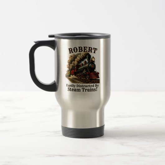 Mug De Voyage Ajouter un nom facilement distrait par les trains (Gauche)