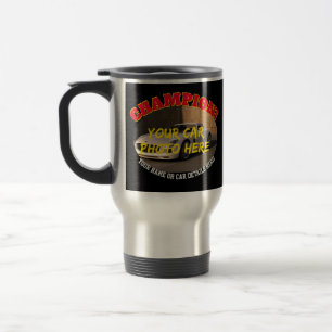 Mug De Voyage Ajouter un nom, sa photo de voiture, texte, Champi