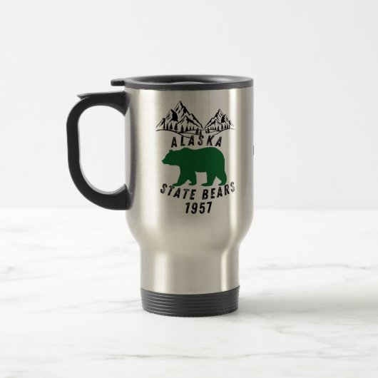 Mug De Voyage Alaska State Bears 1957 Retro Black Design (Gauche)