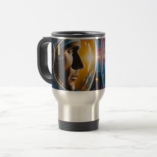 Mug De Voyage Alien et astronaute dans l'espace (Devant gauche)