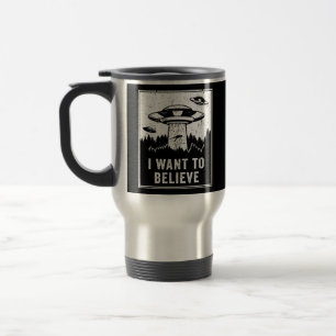 Mug De Voyage Alien vintage UFO Hunter Je veux croire Retro P
