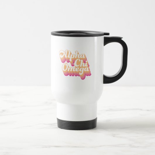 Mug De Voyage Alpha Chi Omega | Écriture Groovy (Droite)