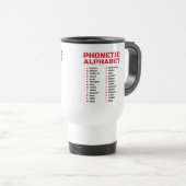 Mug De Voyage Alphabet phonétique pour les appels téléphoniques (Devant droit)