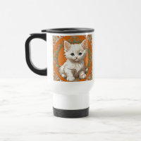 Alphonse Mucha Art Nouveau Kitten blanc