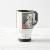 Mug De Voyage Alphonse Mucha Style Chat blanc (Devant droit)