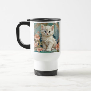 Mug De Voyage Alphonse Mucha Style Chat blanc