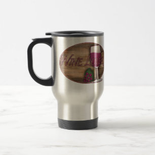 Mug De Voyage Amateur de vin sur ovale en bois