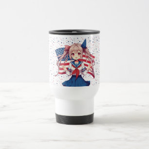 Mug De Voyage Américaine patriotique fille d'anime