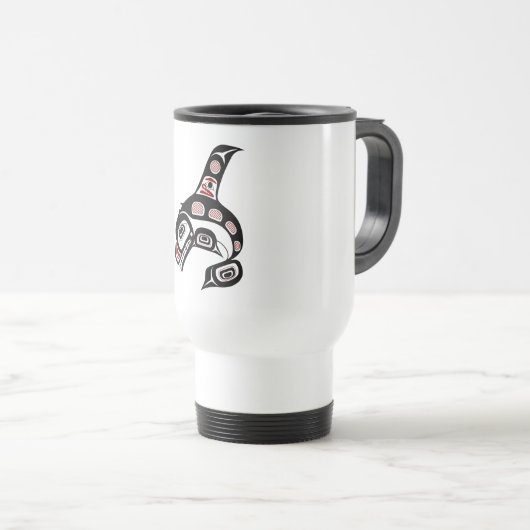 Mug De Voyage Amérindien Red Black Art Orca Killer Whale (Devant droit)