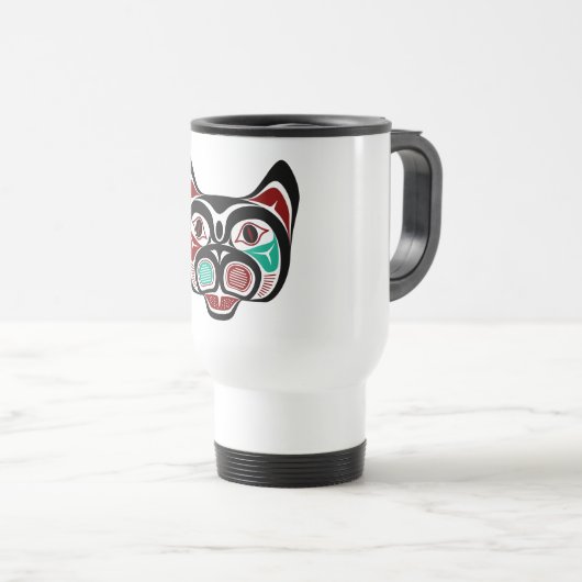 Mug De Voyage Amérindien rouge noir vector Art Kitty (Devant droit)