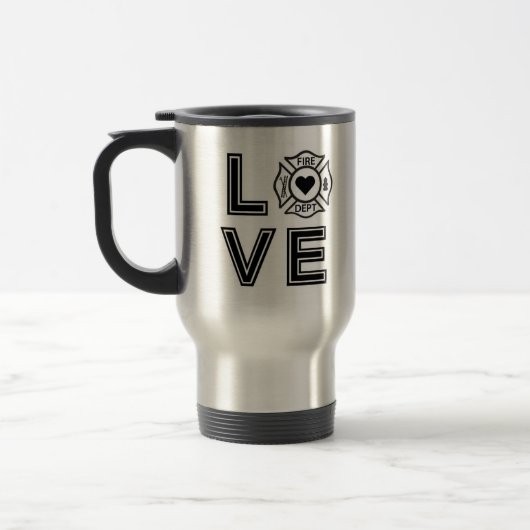 Mug De Voyage AMOUR Pompier Mug/Tumbler (Gauche)