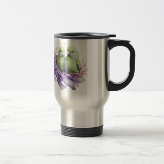 Mug De Voyage Amour sur une branche - Deux oiseaux en Harmonie (Droit)