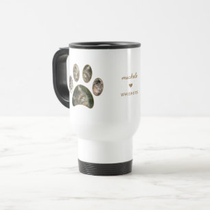 Mug De Voyage Amoureux des Chats Empreinte de Patte Dorée Nom Ph