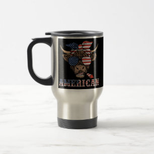 Mug De Voyage Amusant 4 juillet Merica Highland Cow America