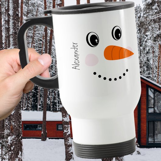 Mug De Voyage Amusant Happy Face Snowman Noël Hot Coco Deux To