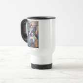 Mug De Voyage Amusant Husky Shark Chase Voyage Mug (Devant gauche)