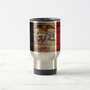 Mug De Voyage Ancien Drapeau En Bois Iowa ;