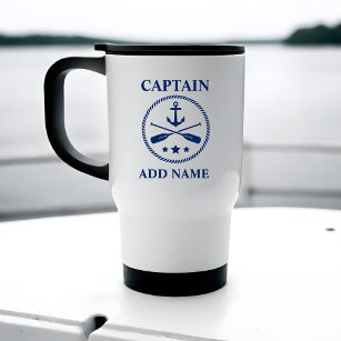 Mug De Voyage Ancre et aviron avec nom du capitaine ou du bateau