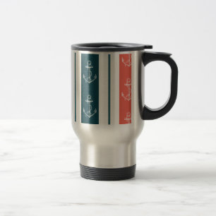 Mug De Voyage Ancre Vintage nautique sur le Motif des rayures