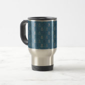 Mug De Voyage Ancres de lin sur bleu (Devant gauche)