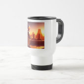 Mug De Voyage Android Buvant du Café Regardant les Pyramides (Devant droit)