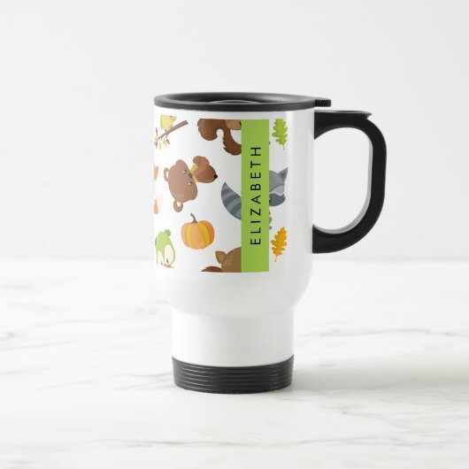Mug De Voyage Animaux de forêt, Animaux de forêt, Votre nom (Droite)